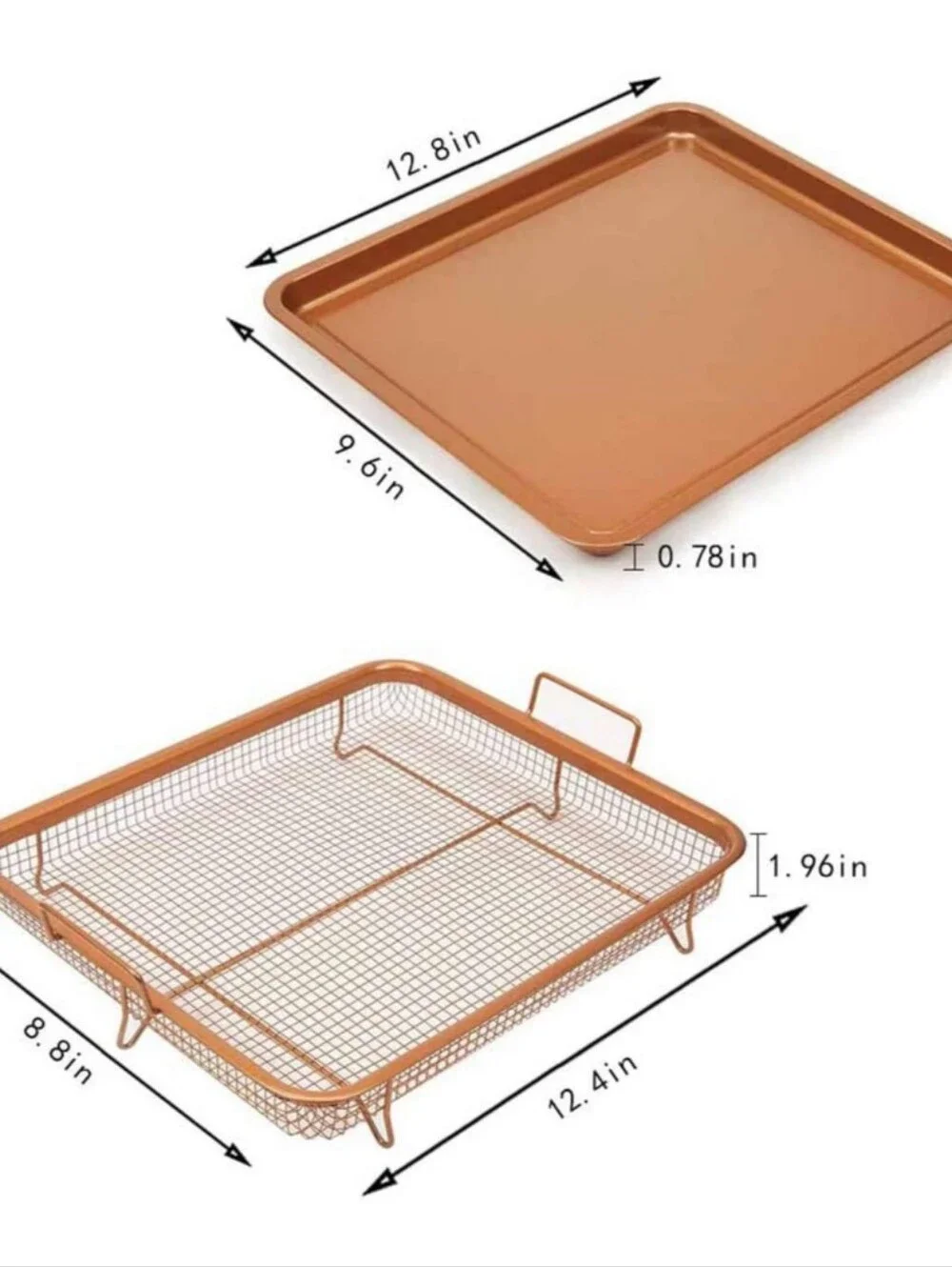 Copper Air Fryer Crisping Basket & Tray Set